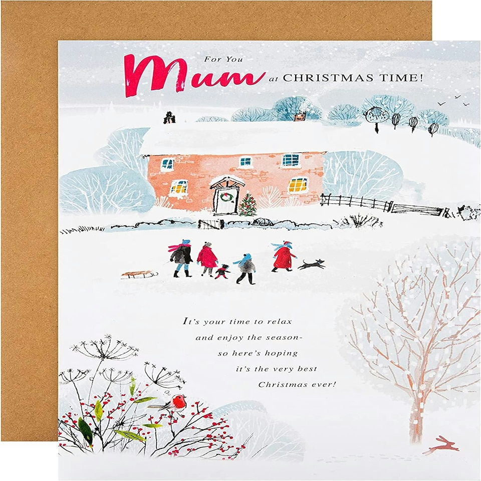 image 1 of Classic Illustrated Winter Scene Design Mum Christmas Card