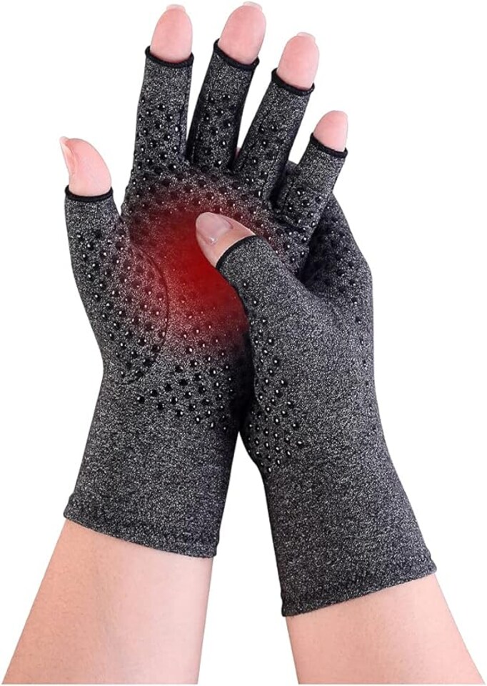 image 1 of Large Fingerless Compression Gloves 2 Pair for Men & Women, Breathable Stretch Support Gloves for Everyday Wear