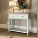 image 7 of Taberno Oak 2 Drawer Console Hallway Table Linen White White