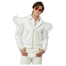 Elton John Mens Feather Costume Jacket - White - L L