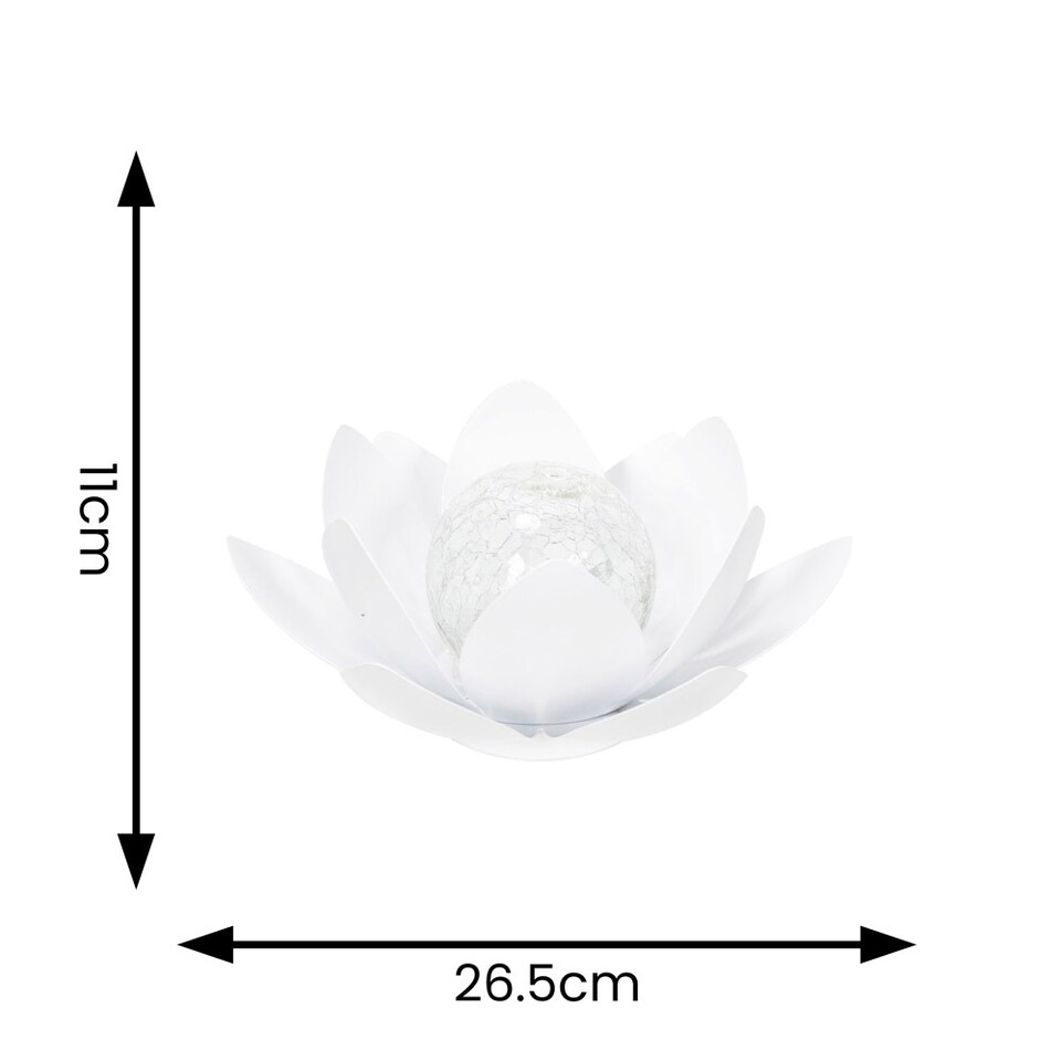 image 1 of ValueLights White Solar Powered Outdoor Waterlily Lotus Flower Decoration Garden Light