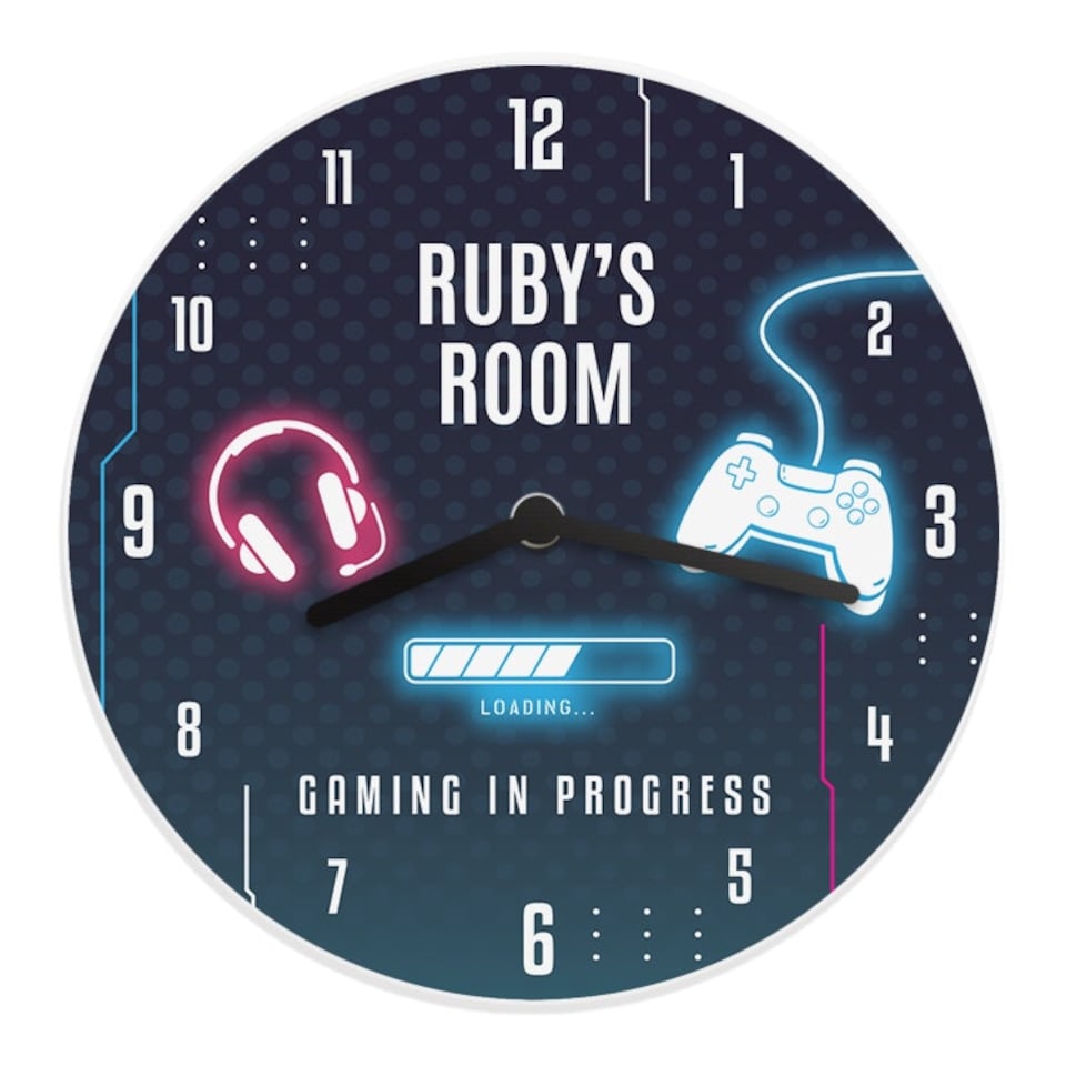 image 1 of Personalised Gaming Wooden Childrens Clock