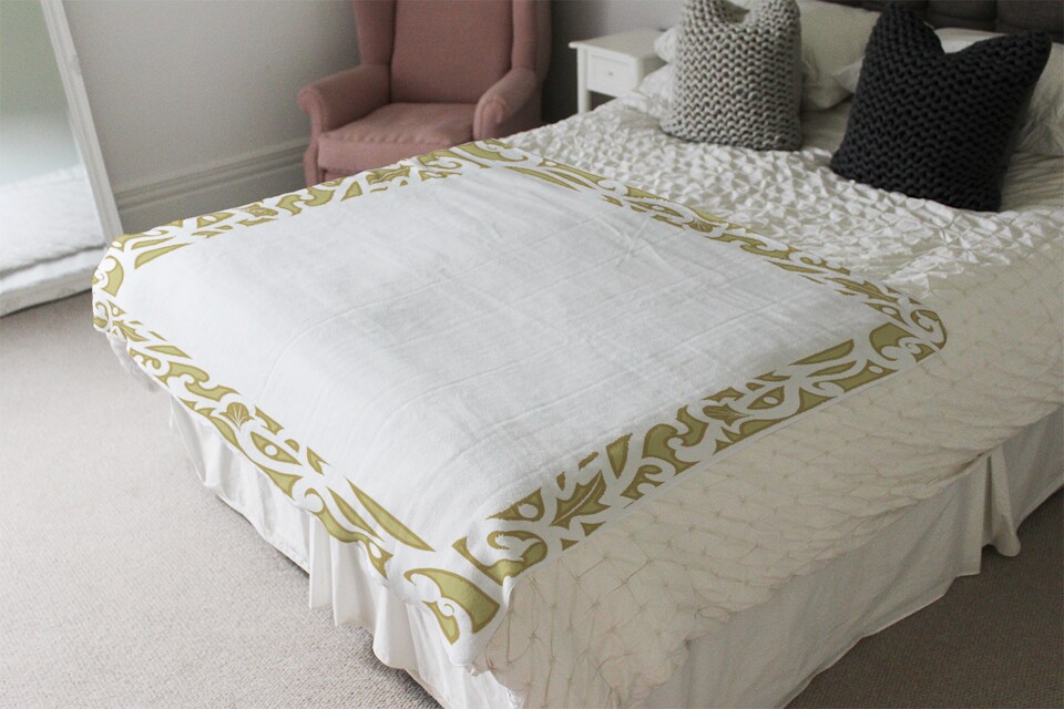 image 1 of Egyptian Hieroglyphs Golden Border Blanket | Multi