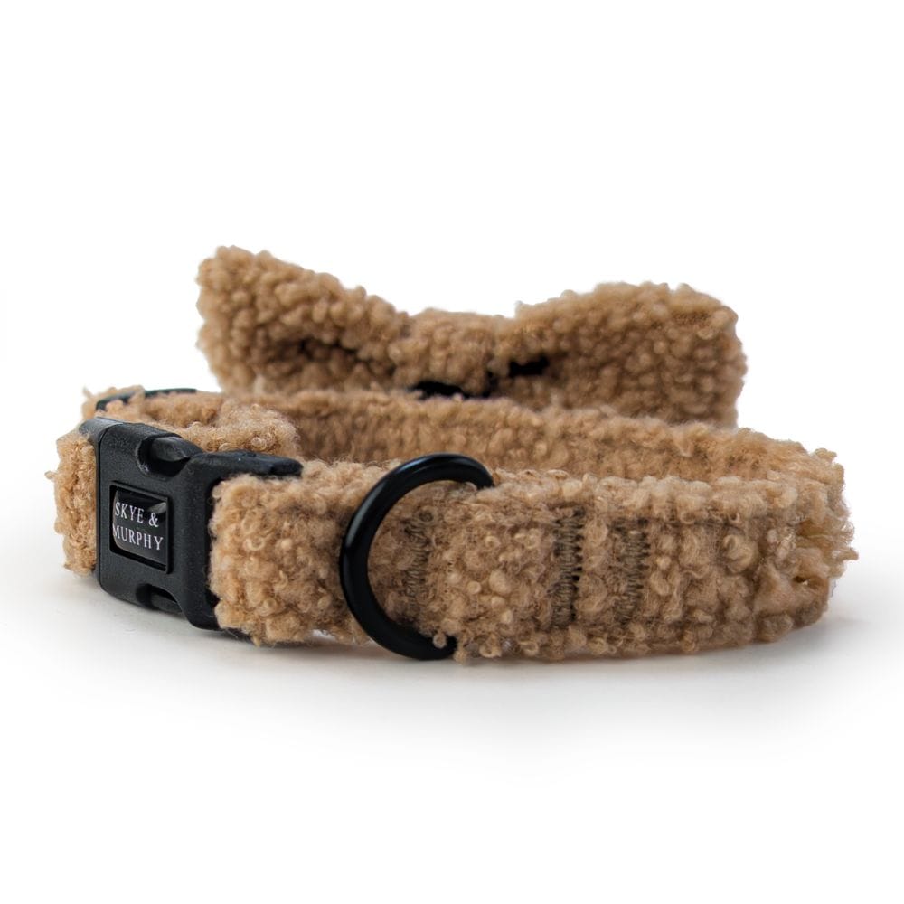 Skye & Murphy Teddy Dog Collar & Bow Tie Cream Caramel M