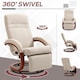 image 6 of HOMCOM Swivel Recliner Chair with Footstool and Wood Base, Manual Reclining Chair for Living Room, Bedroom, Beige