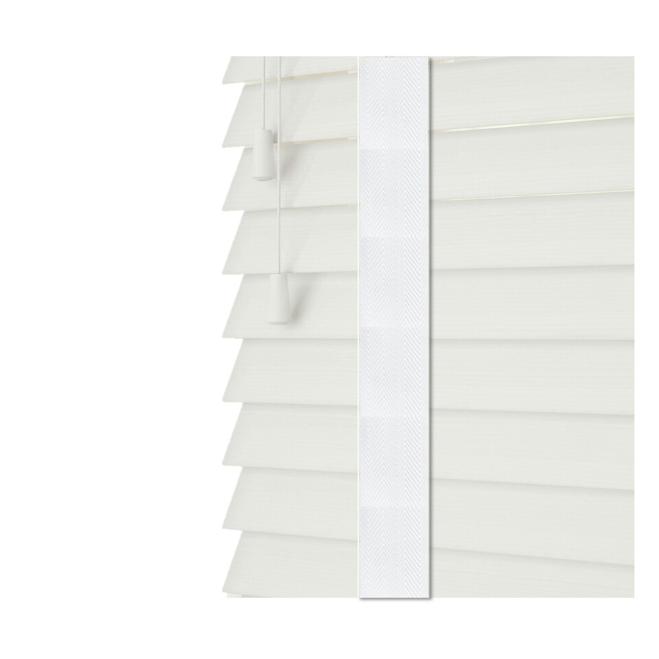image 1 of 240cm Ultra White Faux Wood Venetian Blinds with Tapes (130cm Drop) White | White