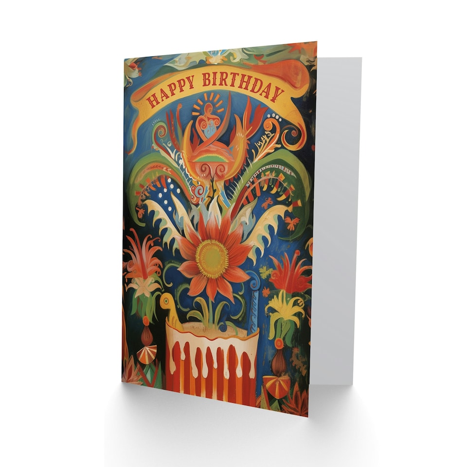 image 1 of Mad Circus Cake Abstract Carnival Woman Her Birthday Card