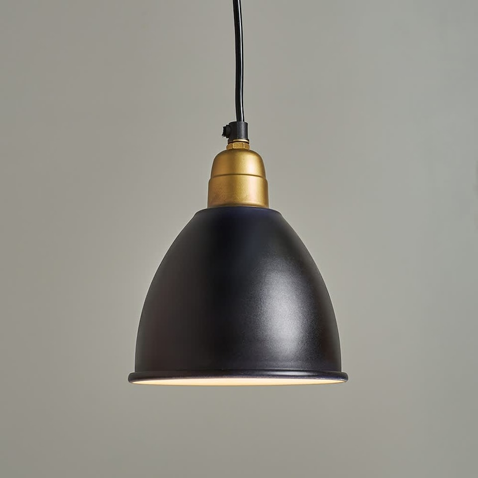 image 1 of ValueLights Eli Matte Black and Gold Dome Ceiling Pendant Light Fitting