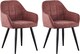 image 2 of Set of 2 Faux Suede Leather Dining Chairs with Arms Adrian Pink