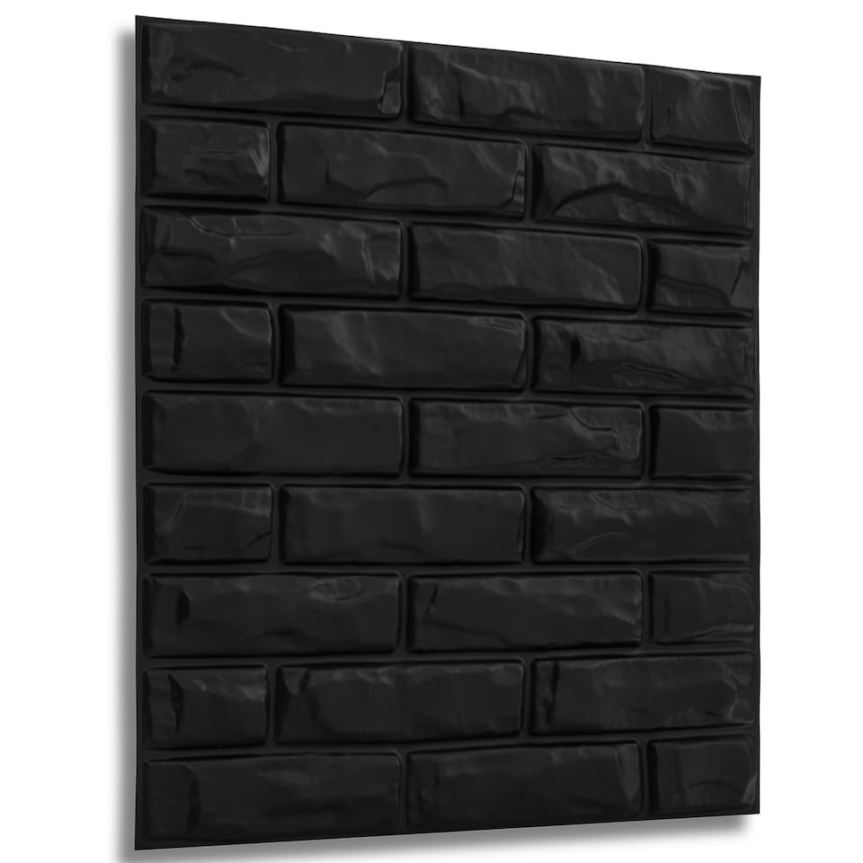image 1 of NOVECRAFTO Brick Effect 3D Wall Panels – 6 Sheets Covering 1.5m² | 16.15ft² Interior Cladding Set | Urban Brick Design – Each Panel 50x50cm Classic Brick Black
