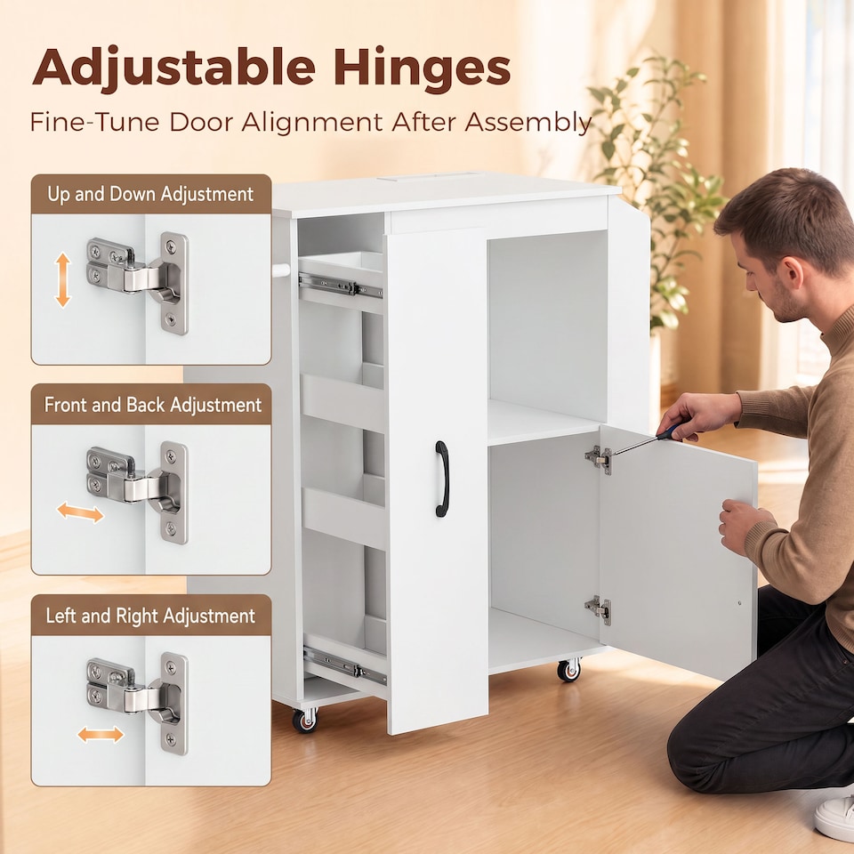 image 1 of HOMCOM Kitchen Trolley on Wheels, Rolling Kitchen Cart with Power Outlet