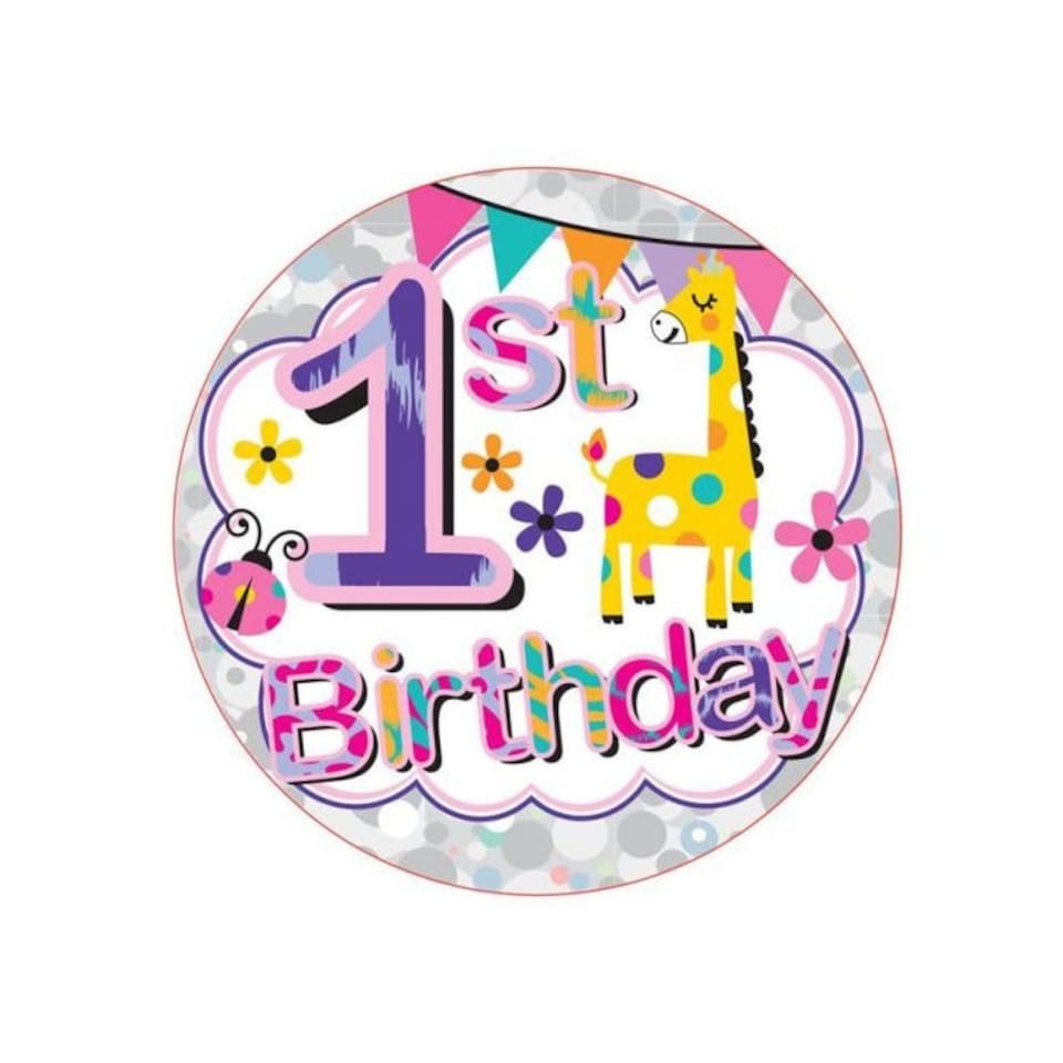 Kaleidoscope Giraffe 1st Birthday Badge - Multicoloured - One Size