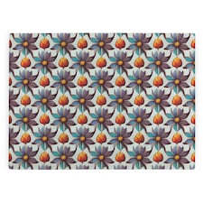 Purple Floral Tile Large Smooth Glass Worktop Protector - Kitchen Chopping Board