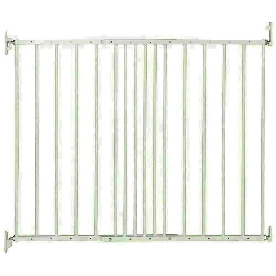 image 1 of Safetots Top of The Stairs Screw Fitted Stair Gate, White Metal, 62.5cm - 106.8cm, Metal Baby Gate, Screw Fit Safety Barrier, Stylish and Practical Safety Gate