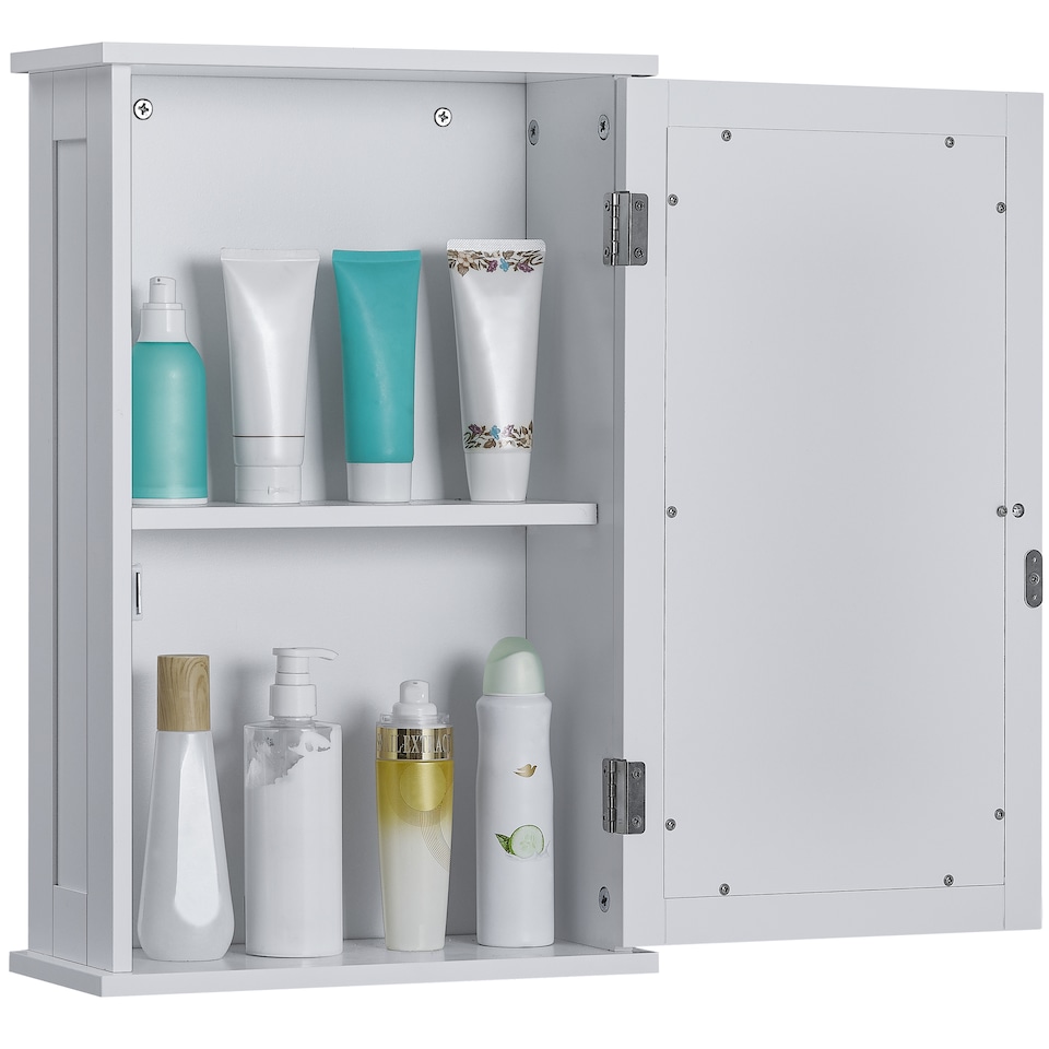 image 1 of Bath Vida Priano 1 Door Mirrored Wall Mounted Bathroom Cabinet, White | White | 1
