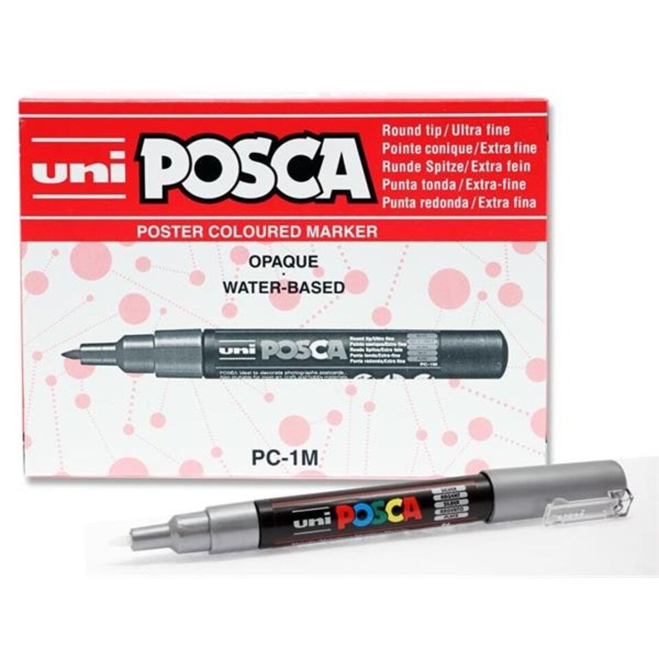 image 1 of Silver Uni Posca Pc-1M 0.7mm Bullet Tip Permanent Marker