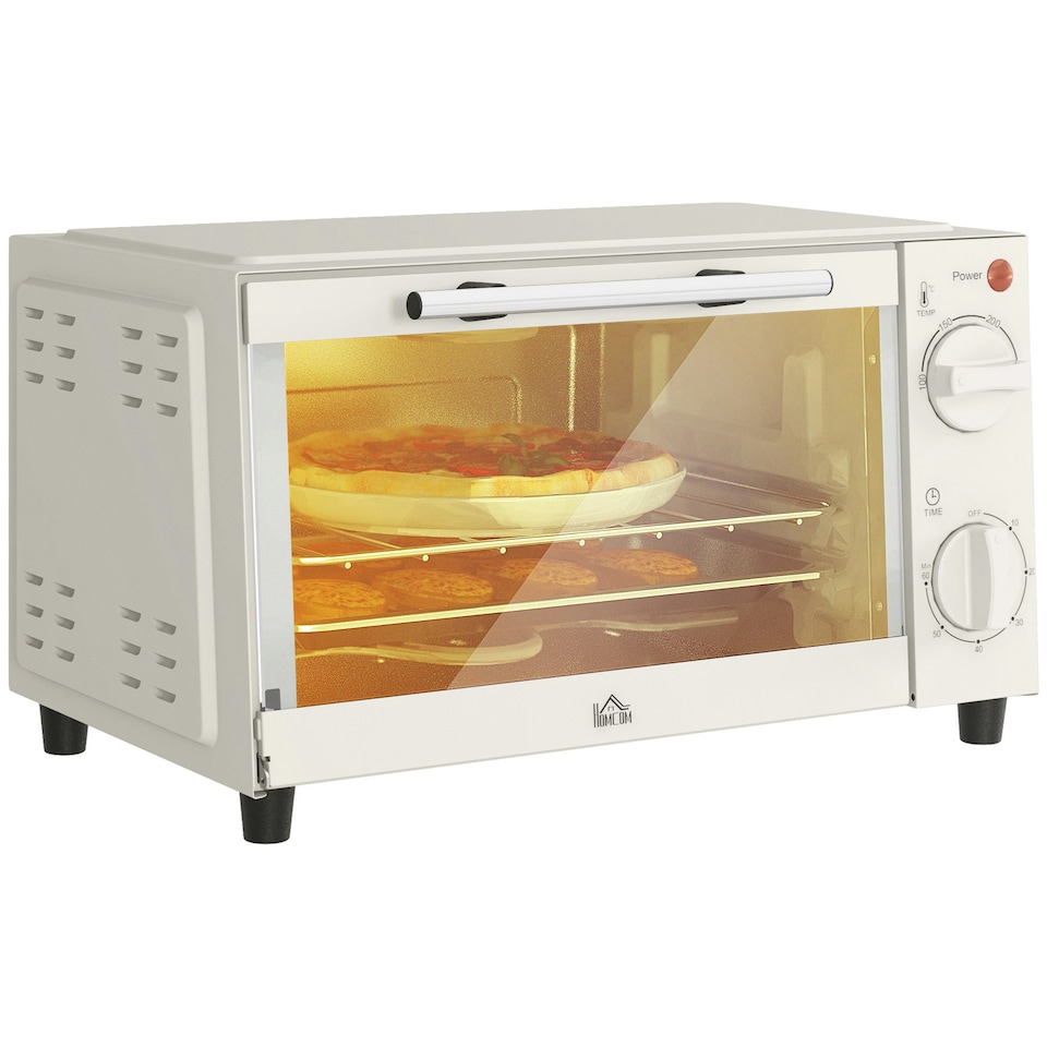 image 1 of HOMCOM Mini Oven 9L Countertop Toaster Oven with Timer Control 750W Cream