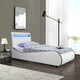 image 2 of Orion LED Lights Headboard Gaming Style  White/Black Faux Leather Bed Frame (Single) | White | White | Single