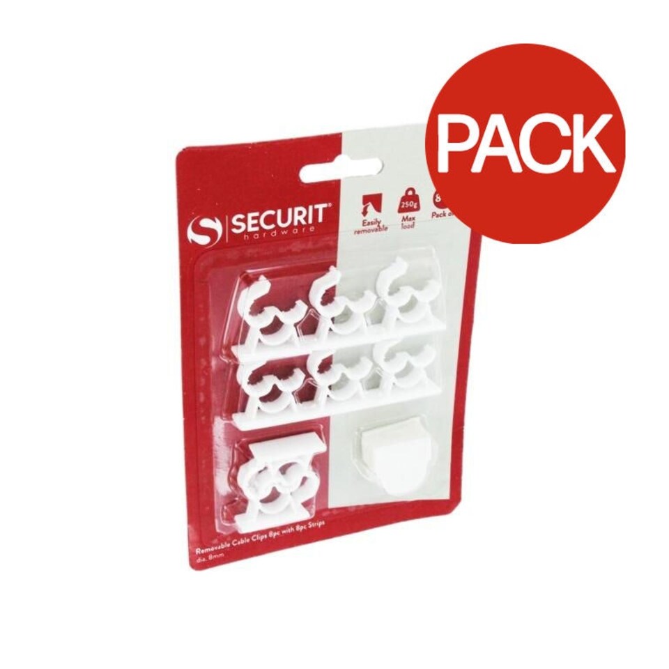 Securit Cable Clips (Pack of 16) - White - One Size