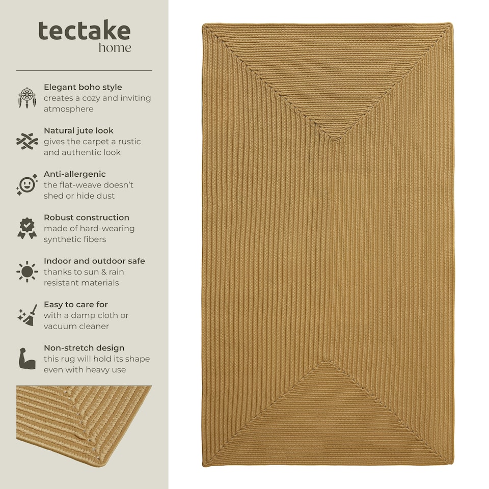 image 1 of Rug Raya - jute look, boho style, for indoor & outdoor, durable, easy-care Brown | 150 x 80 cm