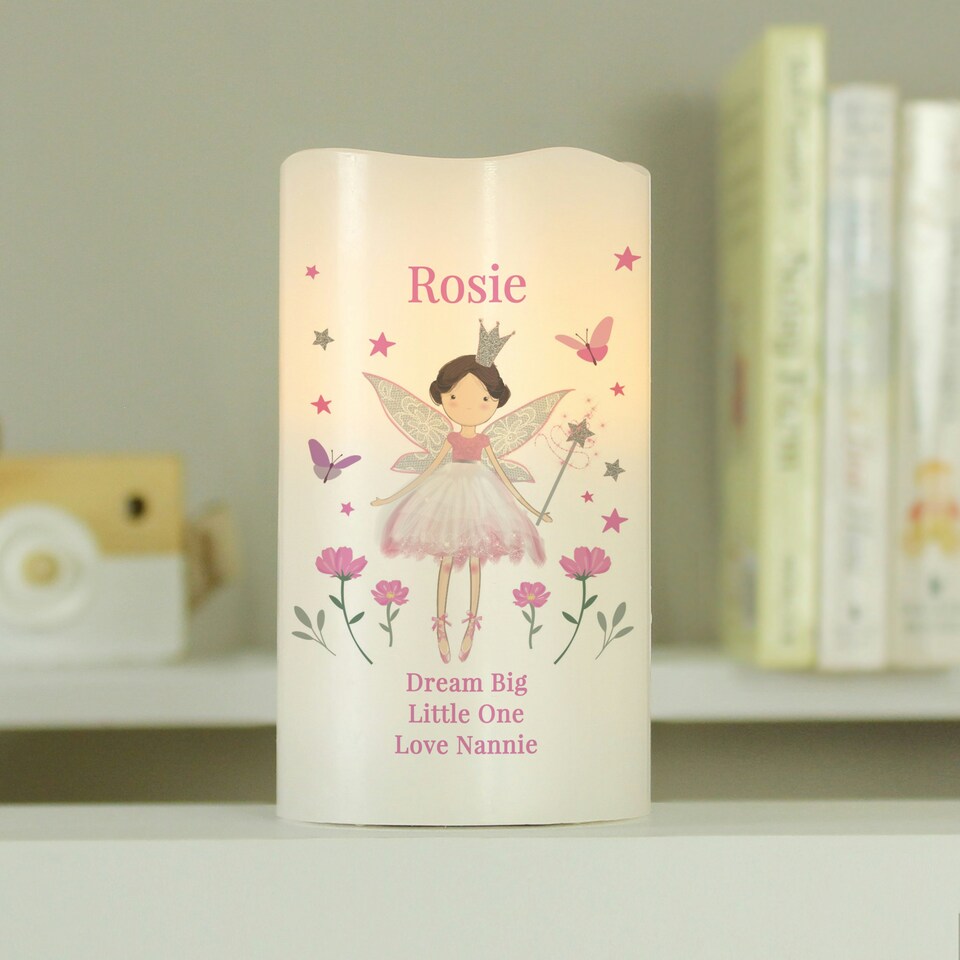 image 1 of Personalised Fairy Princess Night Light LED Candle Cream