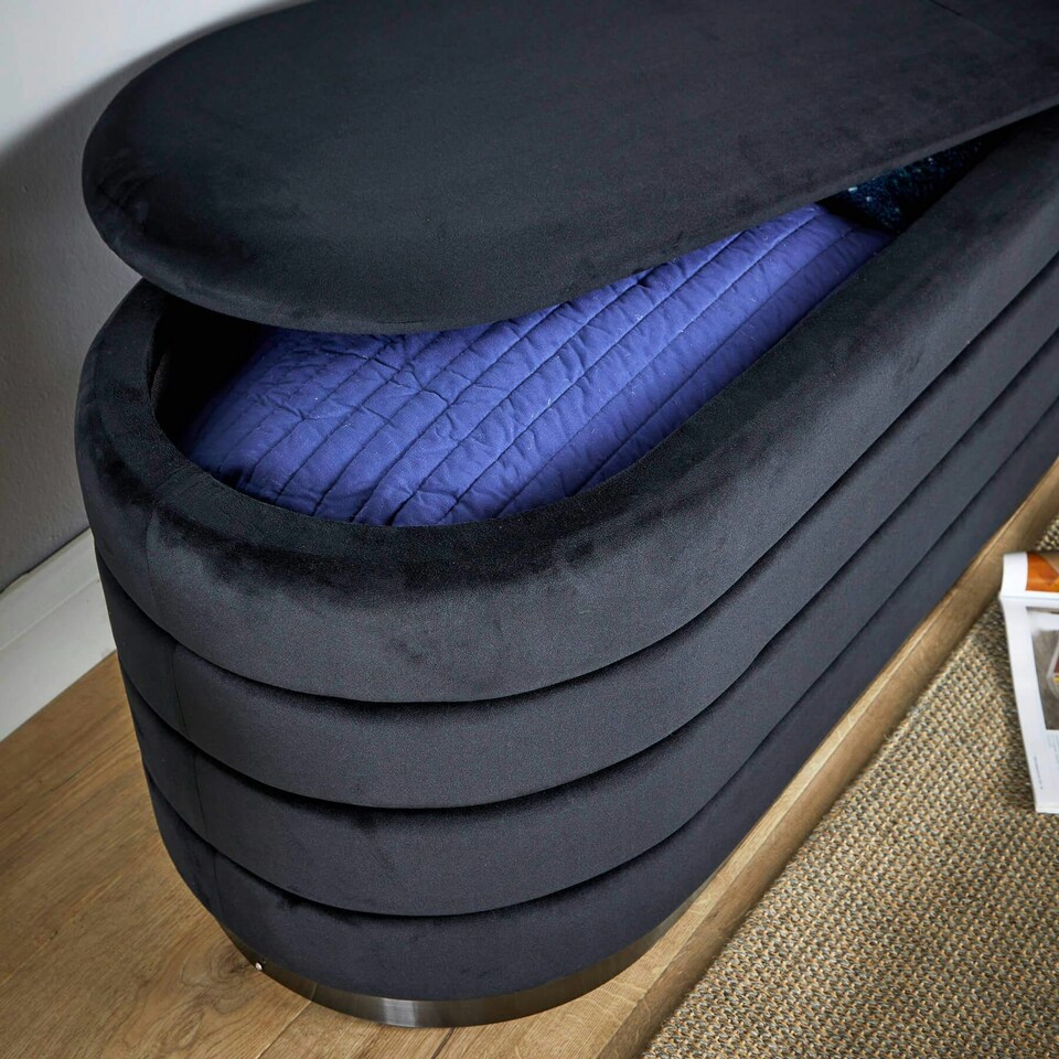 image 1 of Malmo Lift-Up Storage Ottoman Chest Box Black