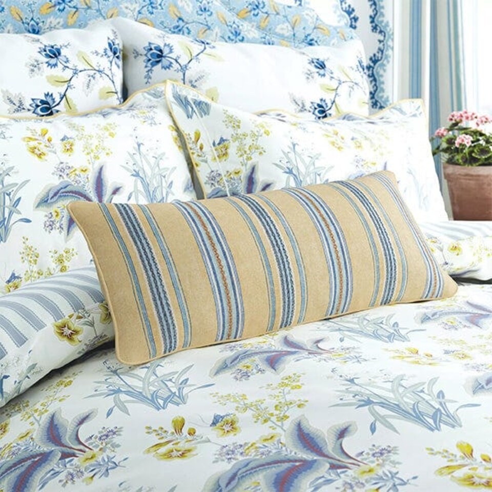 image 1 of Sanderson Enys Garden Cushion Indigo & Ochre 70X30cm