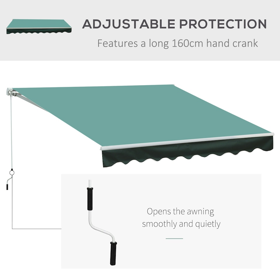 image 1 of Outsunny Garden Sun Shade Canopy Retractable Awning, 3 x 2.5m, Green