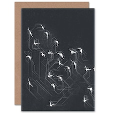 Flock Birds Silhouette Abstract Art Blank Just to Say Card