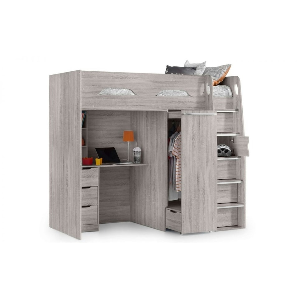 image 1 of Grey Oak Saver High Sleeper Cabin Bed 3ft (90cm) - Best Seller