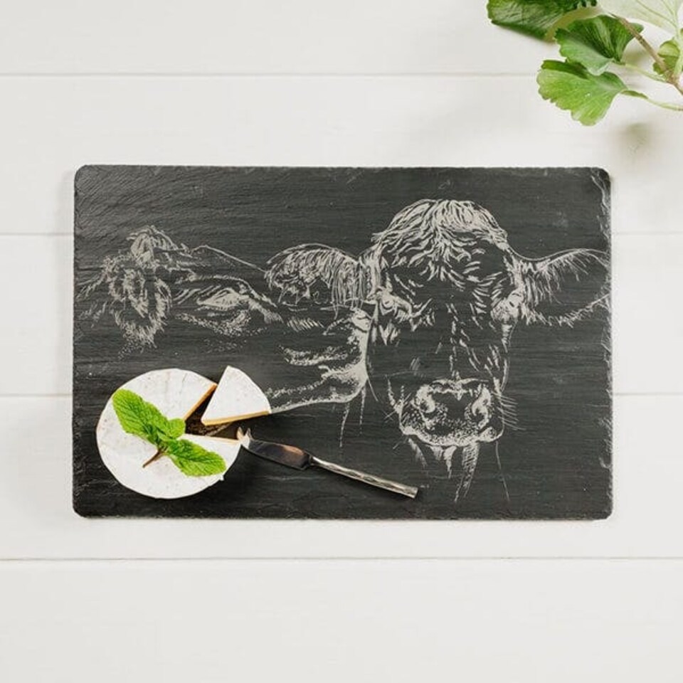 image 1 of The Just Slate Company Kissing Cows Slate Cheese Board