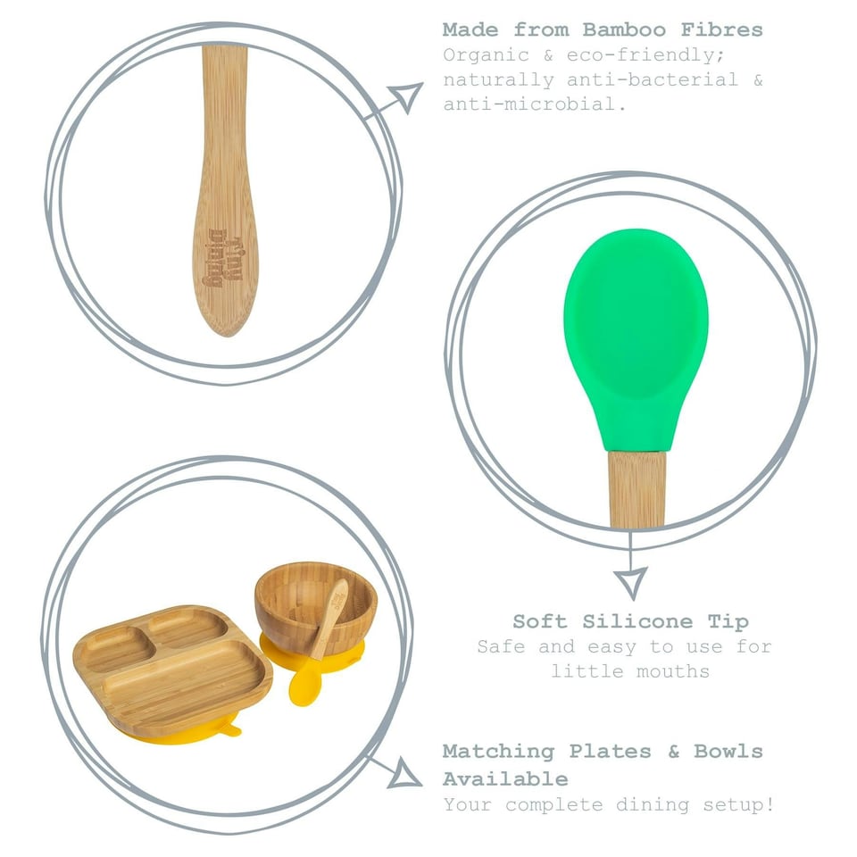 image 1 of Tiny Dining Bamboo Silicone Tip Spoon - Navy Blue