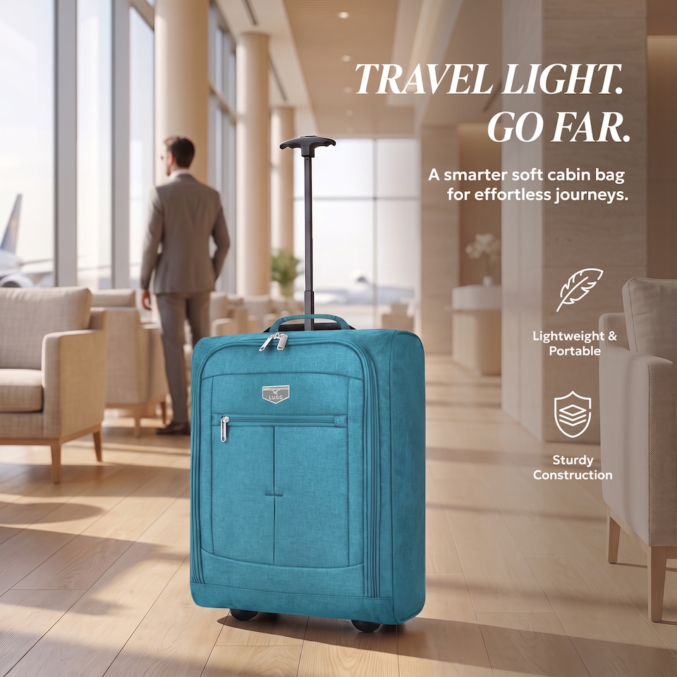 image 1 of Lugg Jupiter Soft Cabin Bag 55x40x20cm Lightweight Wheeled Trolley Ryanair Size