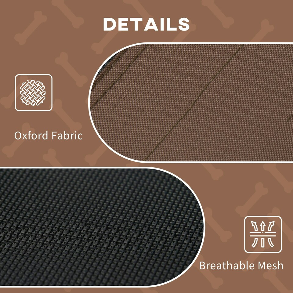 image 1 of PawHut 76cm Elevated Dog Bed Cooling Raised Pet Cot UV Protection Canopy Brown