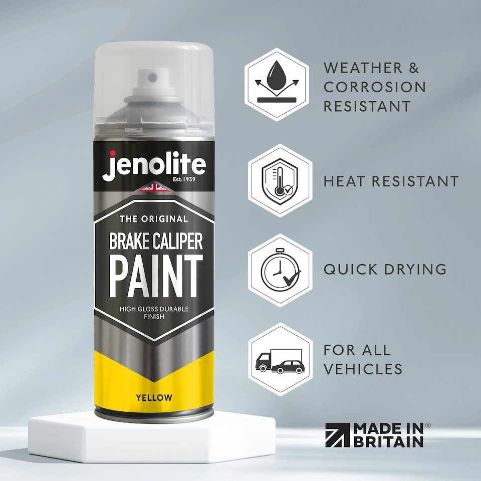 image 1 of Jenolite High Gloss Brake Caliper Paint - Yellow - 400ml -3-Pack