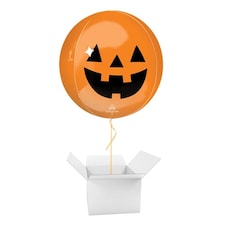 Haunted Manor Orange Pumpkin Halloween Orbz Foil Helium Balloon - Inflated Balloon in a Box