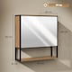 image 5 of HOMCOM Bathroom Mirror Cabinet Wall Mounted with Soft-Close Doors and Adjustable Shelf, Industrial Bathroom Wall Cabinet with Open Storage, 60 x 16 x 60 cm, Natural Wood Finish | Brown | Natural wood finish