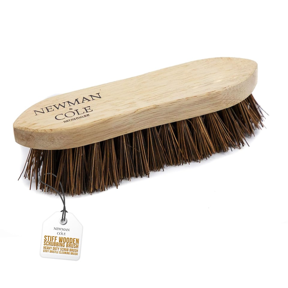 image 1 of Wooden Scrubbing Brush Heavy Duty Hand Scrubber with Stiff Natural Bassine Bristles | Bronze