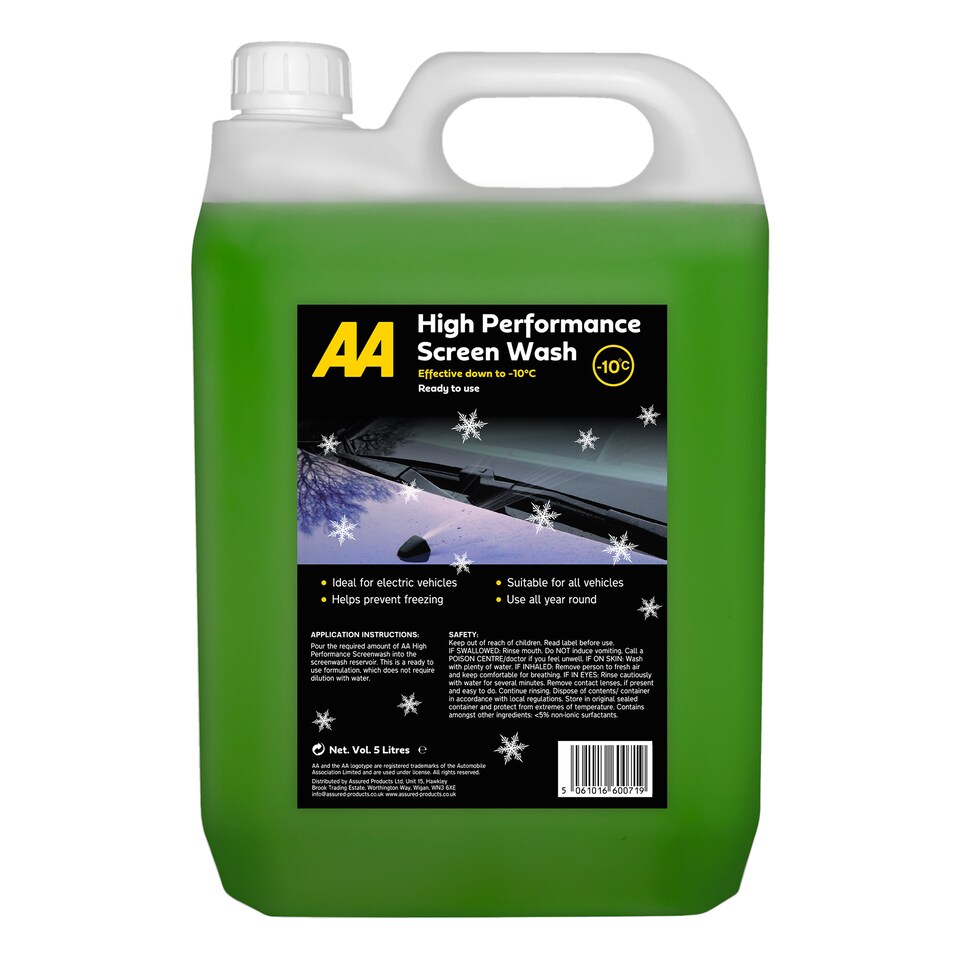 image 1 of AA Winter Car Kit Screenwash 5L, Deicer 750 ml, Ice Scraper x 1, Chamois Demister Pad x 1 (Green)