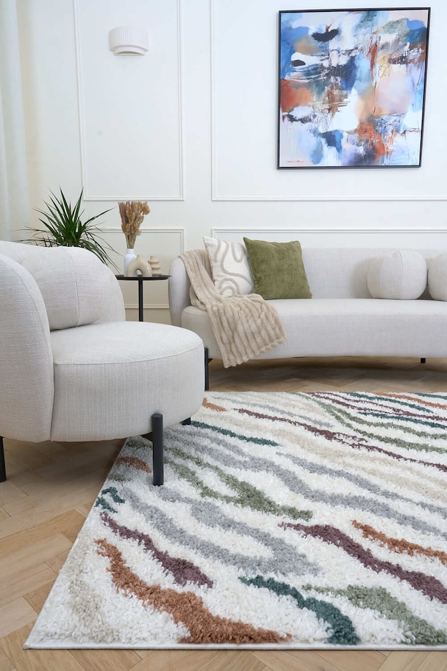 image 1 of The Rugs Moodi Collection Abstract Design Shaggy Soft High Pile Living Room Floor Rug and Runner