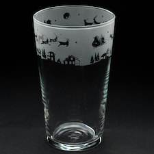 Animo Glass Etched Pint Glass Santa