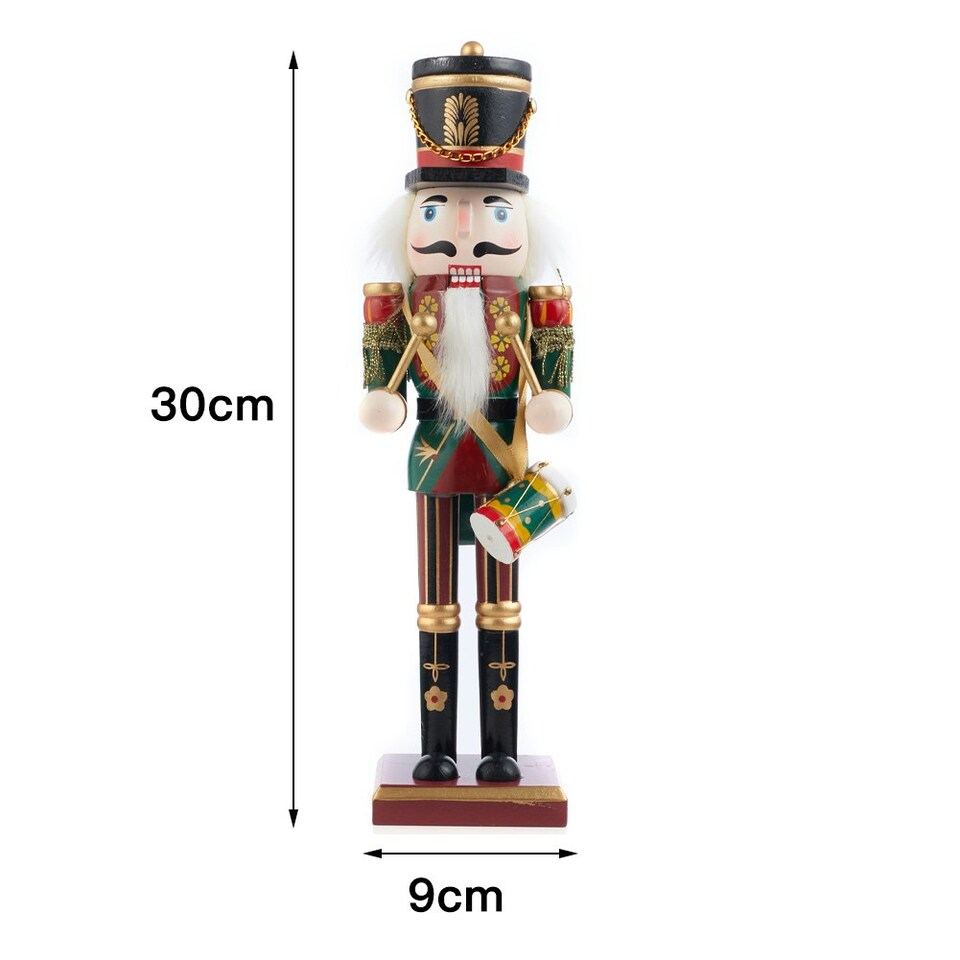 image 1 of Living and Home Classic Wooden Nutcracker Soldier Figurine –Festive Christmas Ornament