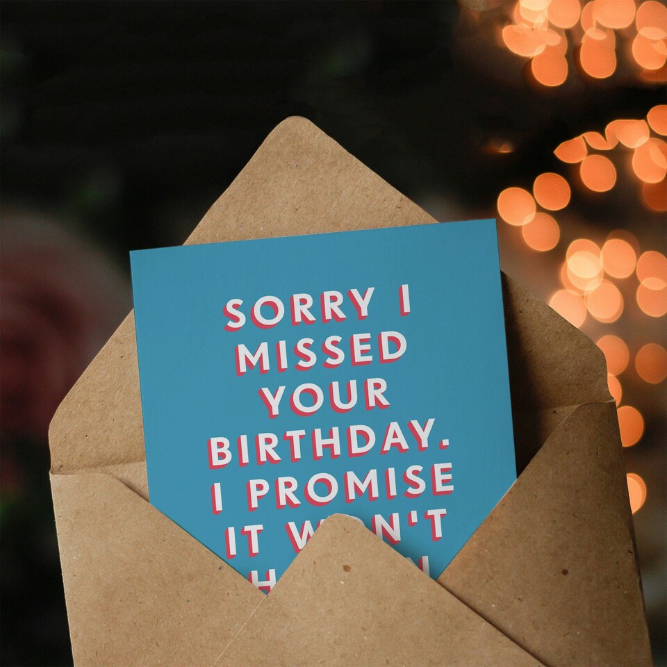 image 1 of Belated Wont Happen Again This Year Man Him Birthday Card