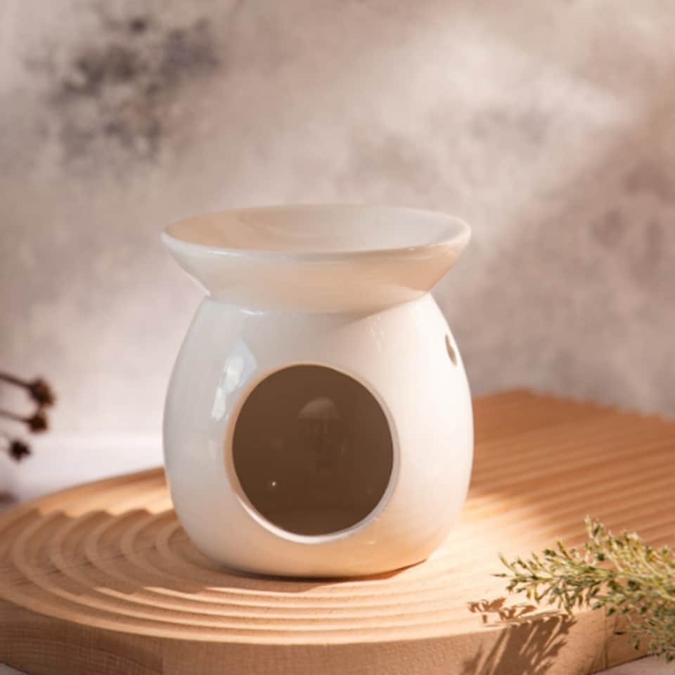 image 1 of White Ceramic Oil Wax Melt Burner 10cm | White | 24 - White | One Size | 24
