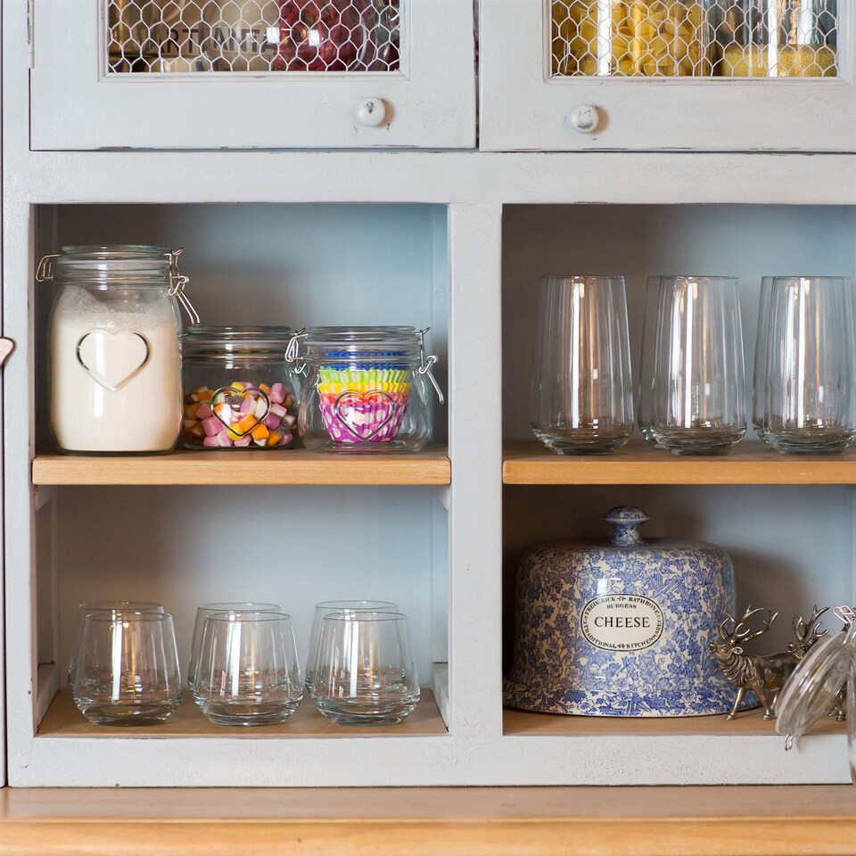 image 1 of Nicola Spring 6x Glass Storage Jars & Labels Set - 500ml Airtight Clip Lid Kitchen Round Preserving Container Heart Shaped Design