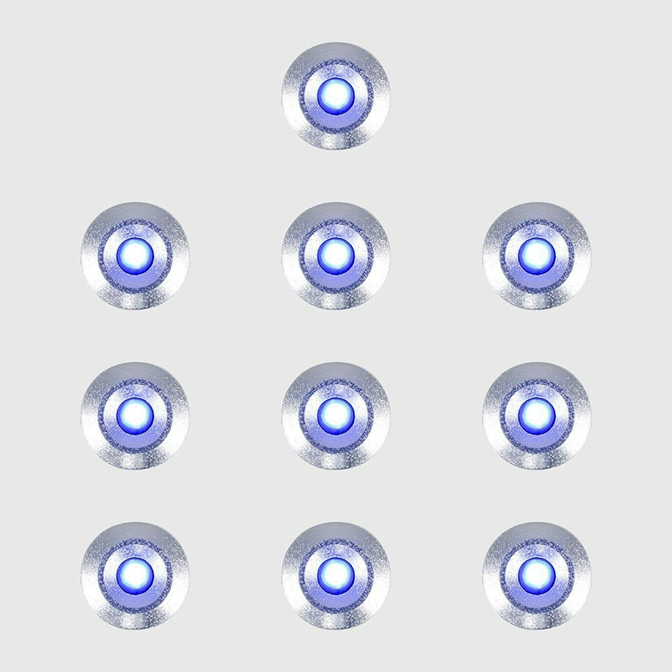 image 1 of ValueLights Decking Lights 10 Pack Silver Outdoor Decking Light With Extension Blue 15mm Chrome
