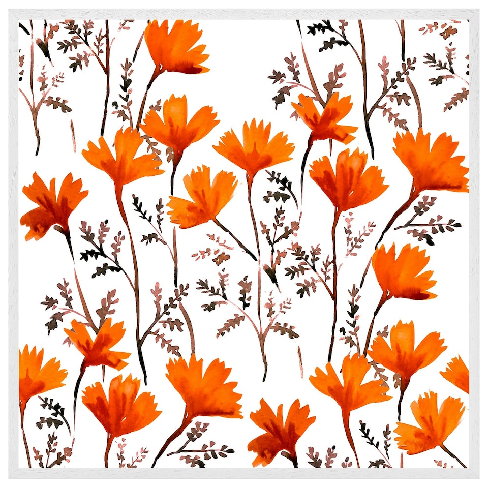 image 1 of Flowers in autumn colours (Picture Frame) White | L