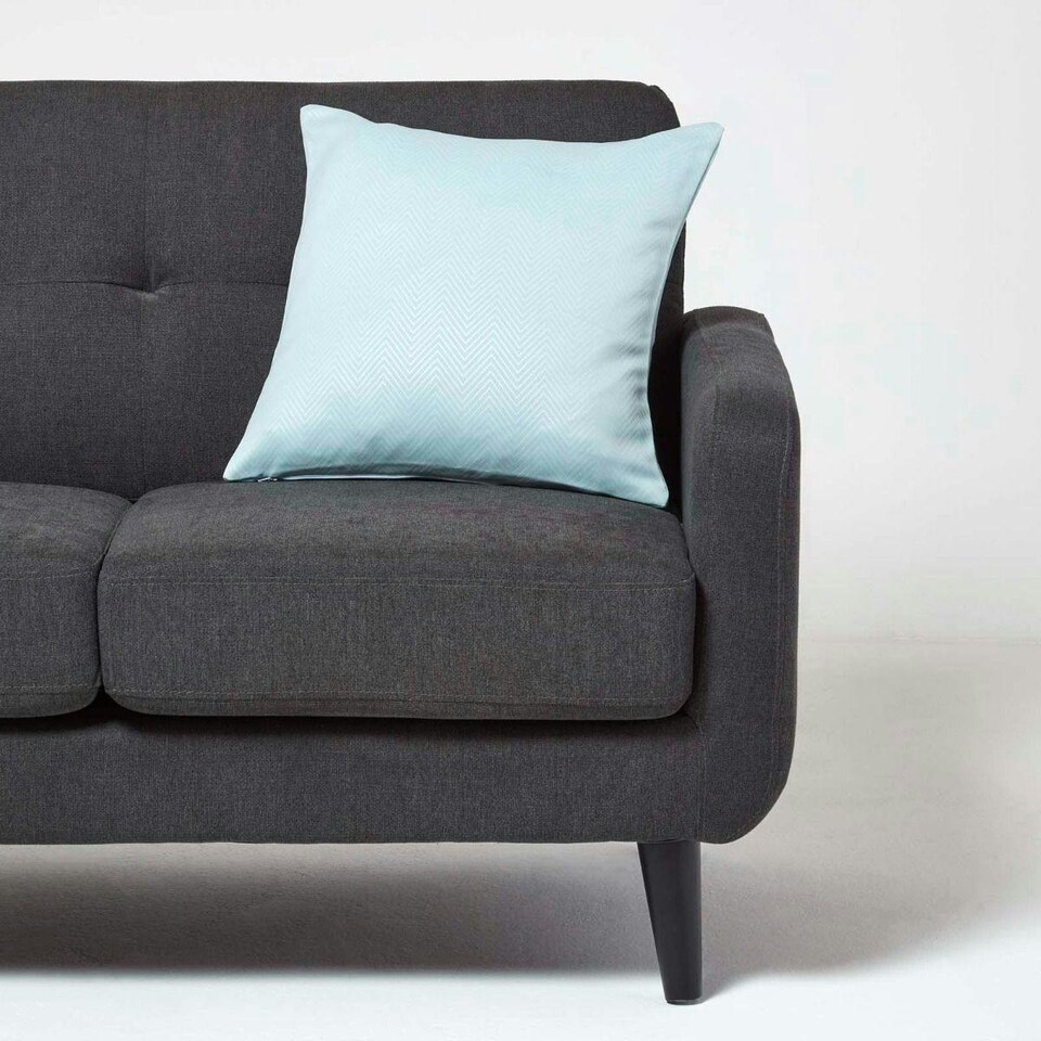 image 1 of Homescapes Pastel Blue Herringbone Chevron Cushion Cover - 45 x 45 cm | Blue | Pastel blue | 45 x 45 cm