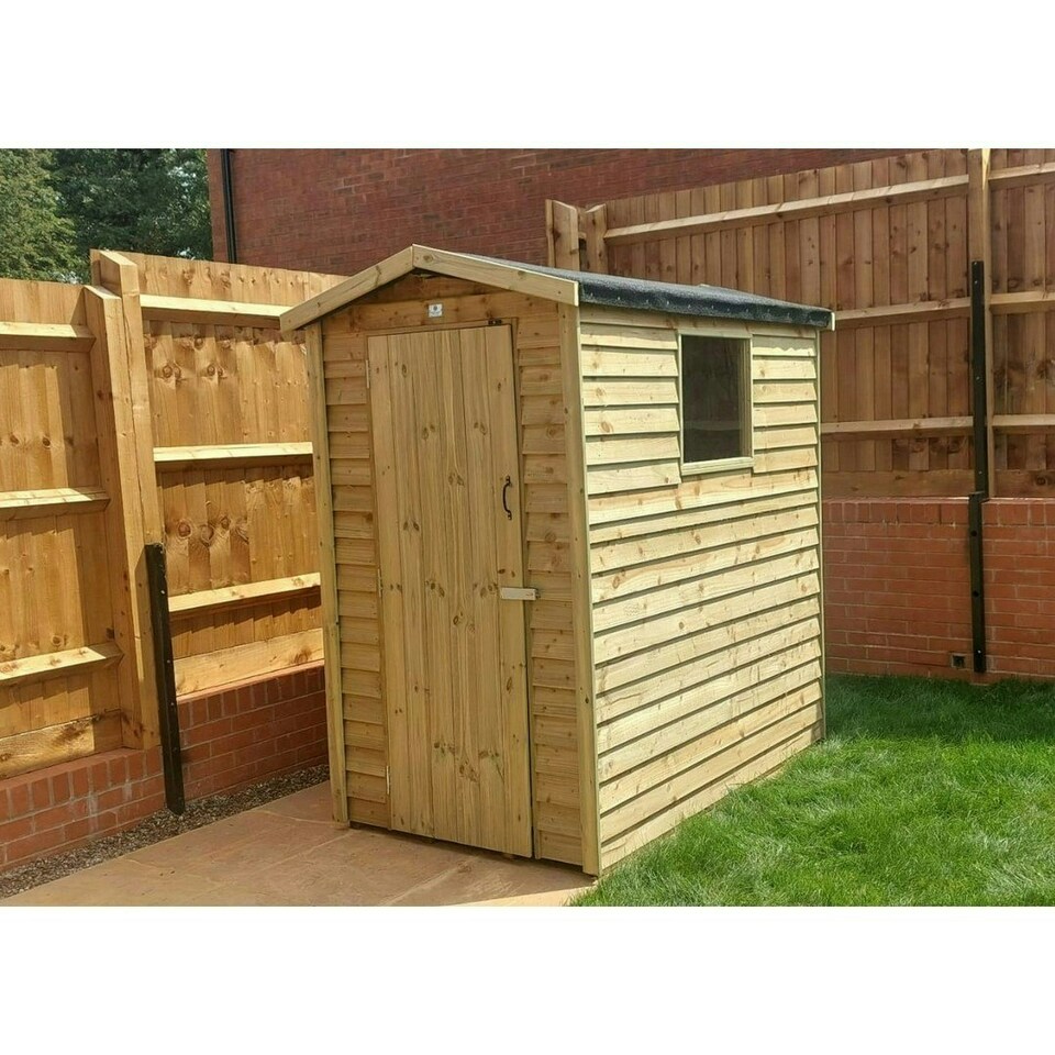 image 1 of 6 x 4 Feet Budget Garden Shed with 1 Window - Timber - L180 x W116 x H210 cm Brown