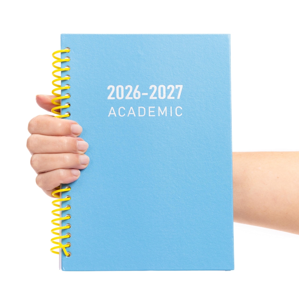 image 1 of 2026 - 2027 Academic Diary A5 Week to View - Plastic Spiral Bound Mid Year Planner Aug 2026 to Jul 2027 - Hardback | Blue | Sky